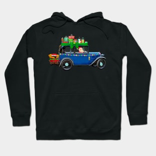 Merry Christmas Santa Blue Car Hoodie